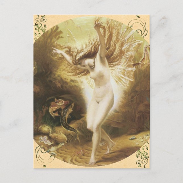 Vintage-Feen-Postkarte mit Wasser Postkarte (Vorderseite)