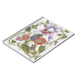 Vintage-Feengarten lila Schleife Blumen Baby Mädch Notizblock