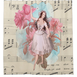 Vintage feenhafte Ballerina-Tanzmusik Duschvorhang