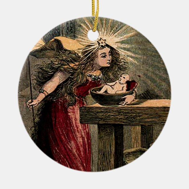 Vintage feenhafte Patin Keramikornament (Vorne)