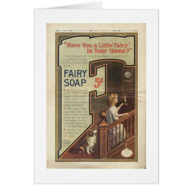 Vintage feenhafte Seifen-Anzeige, (Vorne)