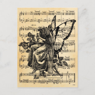 Vintage-Feerie & Musik Postkarte