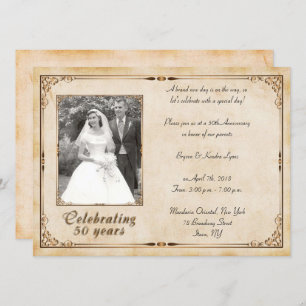 Vintage Feier zum 50. Jahrestag Einladung