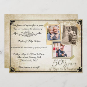 Vintage Feier zum 50. Jahrestag Einladung