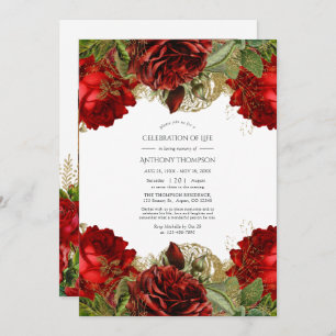 Vintage Feier zum Leben in Burgund Rot und Gold Einladung