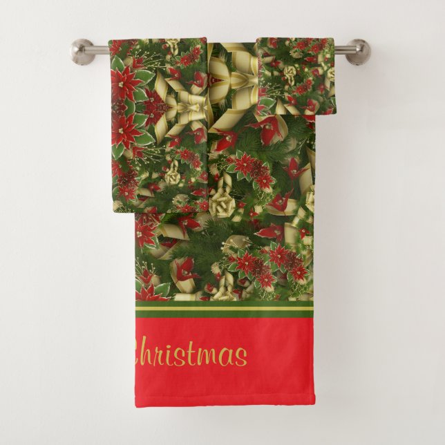 Vintage-Feiertags-Botanik-Monogramm Badhandtuch Set (Insitu)