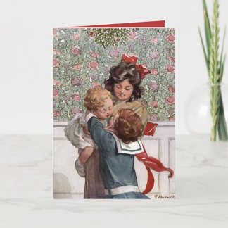 Vintage-Feiertagsmistelzweig Kinder Lilian Hocknel Feiertagskarte