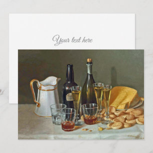 Vintage-Feinbild-Stillleben mit Wein und Käse  Karte