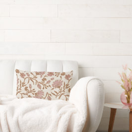 Vintage, feine Lila-Blume und aufwändiges Blattwer Lendenkissen