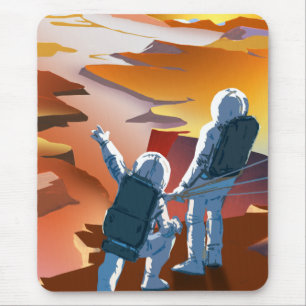 Vintage "Feldmesser gewollte" Mars-Einstellung Mousepad