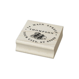 Vintage-Feldstecher-Zeichnung Name Rücksendeadress Gummistempel