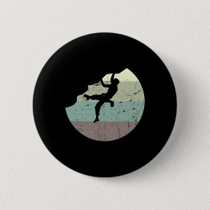 Vintage-Felsenklettern-Kletterer-Bouldering-Sonnen Button