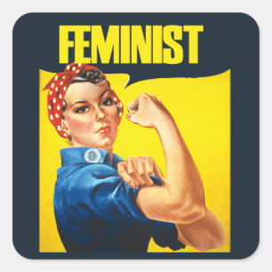 Vintage Feministin Rosie Riveter Quadratischer Aufkleber