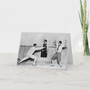 Vintage Fencing Bout Note Card Karte