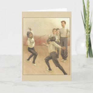 Vintage Fencing Lessingkarte Karte