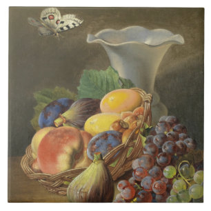 Vintage Ferdinand Kuss Stillleben mit Früchten Fliese