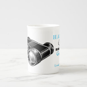 Vintage Fernglas 90. Geburtstag personalisierter B Prozellantasse