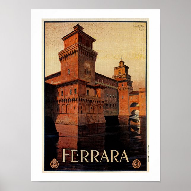 Vintage-Ferrara-Italienisches Reiseplakat Poster (Vorne)