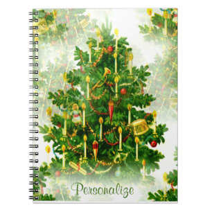 Vintage-Festdekoration Weihnachtsbaum-Feiertag Notizblock
