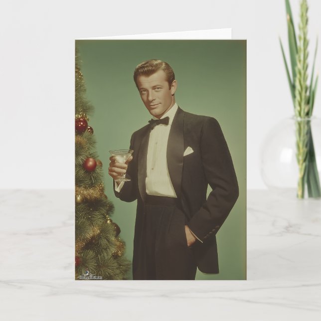 Vintage Festive Eleganz Portrait Feiertagskarte (Vorderseite)