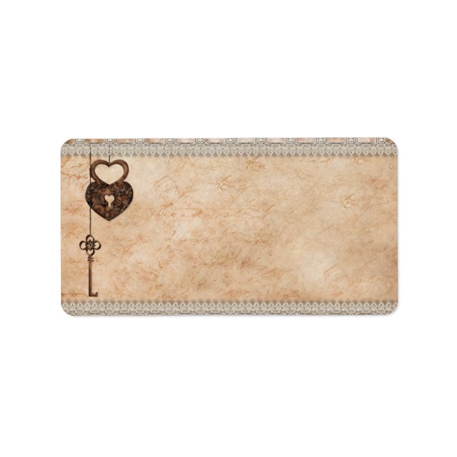 Vintage Feststelltaste und -taste Adressaufkleber (Vorne)