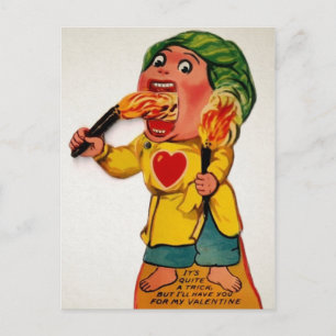 Vintage-Feuerfresser zum Valentinstag Postkarte