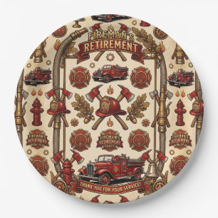 Vintage-Feuerwehr-Ruhestandsfeier  Pappteller
