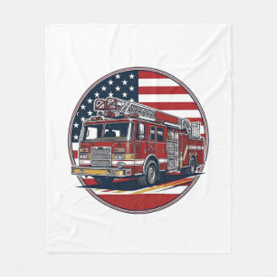 Vintage-Feuerwehrauto Amerikanische Flagge Kreis V Fleecedecke