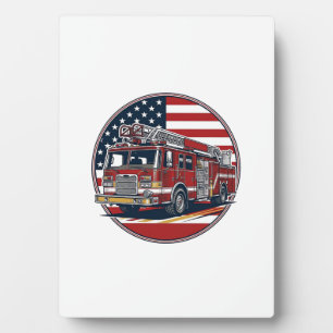 Vintage-Feuerwehrauto Amerikanische Flagge Kreis V Fotoplatte