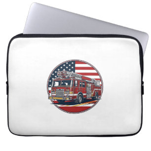 Vintage-Feuerwehrauto Amerikanische Flagge Kreis V Laptopschutzhülle