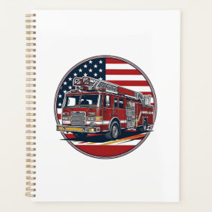 Vintage-Feuerwehrauto Amerikanische Flagge Kreis V Planer