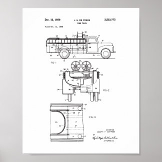 Vintage-Feuerwehrauto-Patentposter, Feuerwehrmann Poster