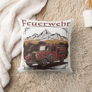 Vintage Feuerwehrfahrzeug - Retro Design Kissen