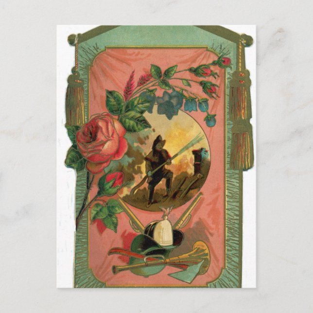 Vintage Feuerwehrkunst der 1880er Jahre Postkarte (Vorderseite)