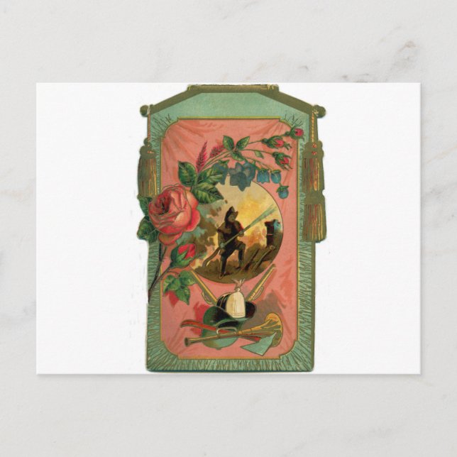 Vintage Feuerwehrkunst der 1880er Jahre Postkarte (Vorderseite)