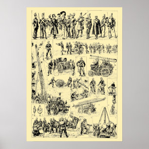 Vintage Feuerwehrkunst Poster