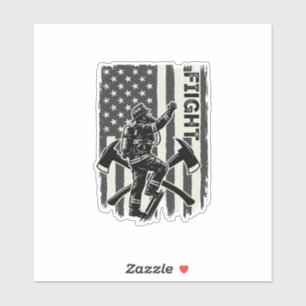Vintage-Feuerwehrmann-Flagge-Kampf-Shirt-Design_1 Aufkleber