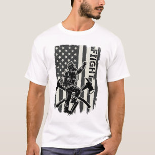 Vintage-Feuerwehrmann-Flagge-Kampf-Shirt-Design_1 T-Shirt