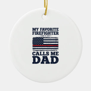 Vintage-Feuerwehrmann-Vater-Flag-Shirt-Design_1 Keramik Ornament