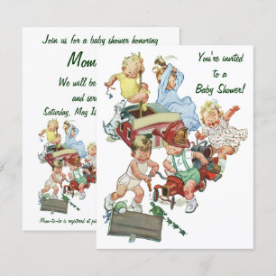 Vintage-Feuerwehrmänner und -LKWs Baby Shower Einl Einladung