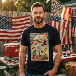 Vintage Feuerwerk zum 4. Juli mit Onkel Sam T-Shirt