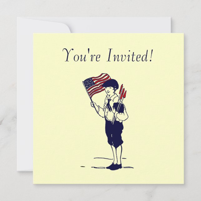 Vintage Feuerwerkskunst und Flag Art - individuell Einladung (Vorderseite)