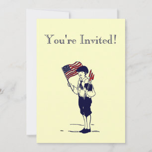 Vintage Feuerwerkskunst und Flag - individuelle Ei Einladung