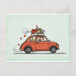 Vintage Fiat 500 Postkarte