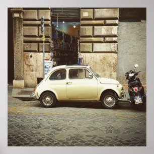 Vintage Fiat in Rom Poster