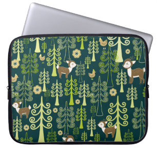 Vintage Fichten, Hirschmuster. Laptopschutzhülle
