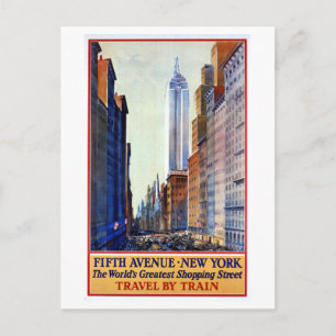 Vintage Fifth Avenue, New York Einkaufsplakat Postkarte