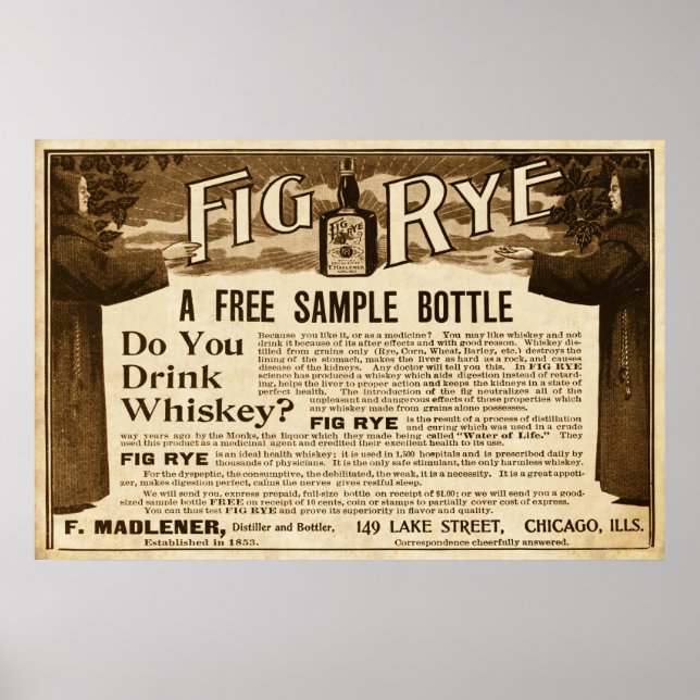 Vintage Fig Rye Whiskey Ad aus 1899 Poster (Vorne)