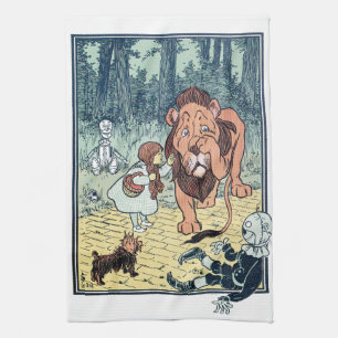 Vintage-Figuren aus dem Zauberer von Oz, Gelbe Zie Geschirrtuch