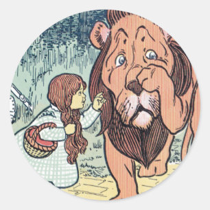 Vintage-Figuren aus Der Zauberer von Oz, Gelbe Zie Runder Aufkleber